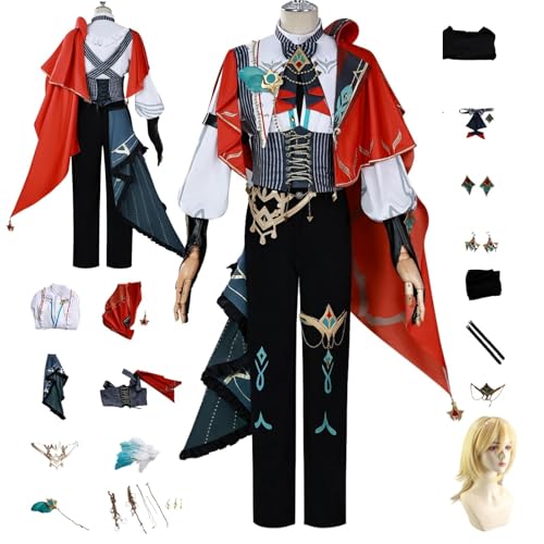ZYJKGL Anime Genshin Impact Cosplay Uniform Kaveh Cosplay Kostüm Vollständiges Set – Halloween Party und Anime Konventionen Vollständiges Set Outfit Erwachsene von ZYJKGL