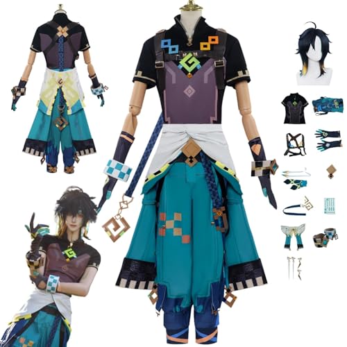 ZYJKGL Anime Genshin Impact Cosplay Uniform Kinich Cosplay Kostüm Vollständiges Set – Halloween Party und Anime Konventionen Vollständiges Set Outfit Erwachsene von ZYJKGL