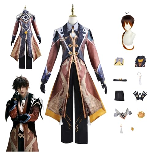 ZYJKGL Anime Genshin Impact Cosplay Uniform Morax Cosplay Kostüm Vollständiges Set – Halloween Party und Anime Konventionen Vollständiges Set Outfit Erwachsene von ZYJKGL