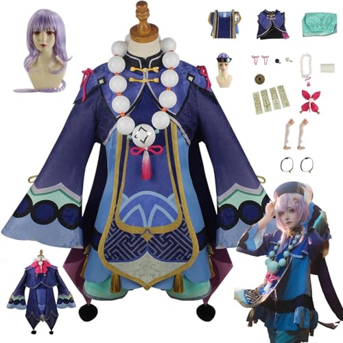 ZYJKGL Anime Genshin Impact Cosplay Uniform Qiqi Cosplay Kostüm Vollständiges Set – Halloween Party und Anime Konventionen Vollständiges Set Outfit Erwachsene von ZYJKGL