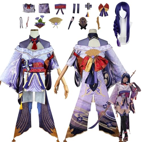 ZYJKGL Anime Genshin Impact Cosplay Uniform Raiden Ei Cosplay Kostüm Vollständiges Set – Halloween Party und Anime Konventionen Vollständiges Set Outfit Erwachsene von ZYJKGL