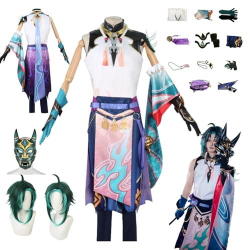 ZYJKGL Anime Genshin Impact Cosplay Uniform Xiao Cosplay Kostüm Vollständiges Set – Halloween Party und Anime Konventionen Vollständiges Set Outfit Erwachsene von ZYJKGL