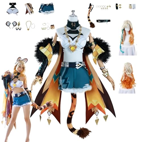 ZYJKGL Anime Genshin Impact Cosplay Uniform Xilonen Cosplay Kostüm Vollständiges Set – Halloween Party und Anime Konventionen Vollständiges Set Outfit Erwachsene von ZYJKGL