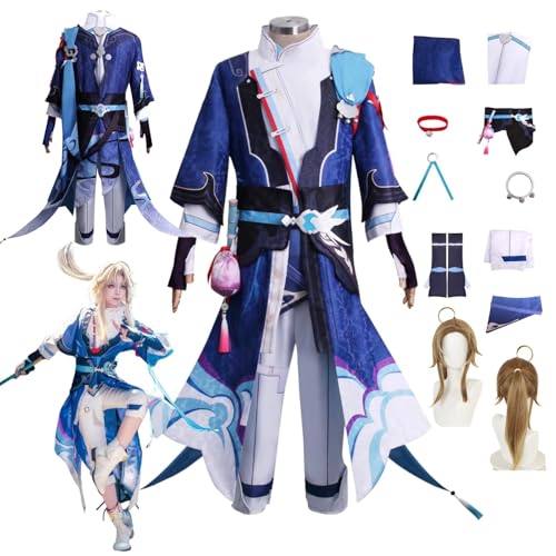 ZYJKGL Anime Yanqing Cosplay Uniform Honkai Star Rail Kostüm Voll Set mit Perücke – Halloween Party und Anime Konventionen Vollständiges Set Outfit Erwachsene von ZYJKGL