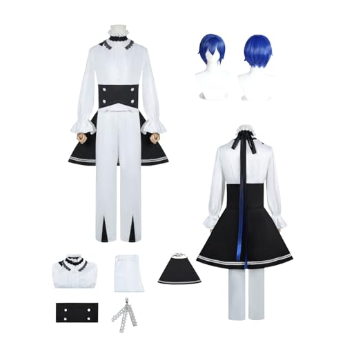 ZYJKGL Cosplay Uniform Anime Colorf'ulStage KAITO Cosplay Kostüm Vollständiges Set mit Perücke – Halloween Party und Anime Konventionen Vollständiges Set Outfit für Frauen Erwachsene von ZYJKGL