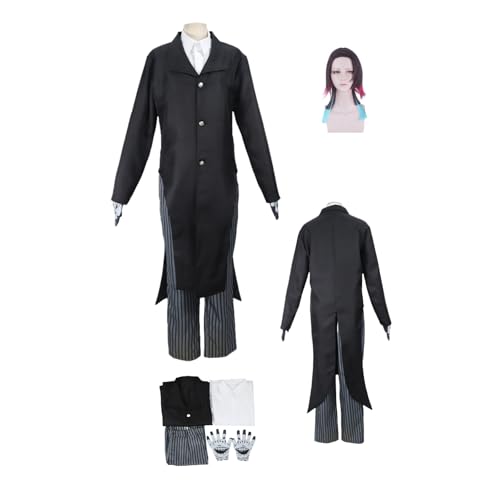 ZYJKGL Cosplay Uniform Anime Demon Slayer Enmu Cosplay Kostüm Vollständiges Set mit Perücke – Halloween Party und Anime Konventionen Vollständiges Set Outfit für Frauen Erwachsene von ZYJKGL