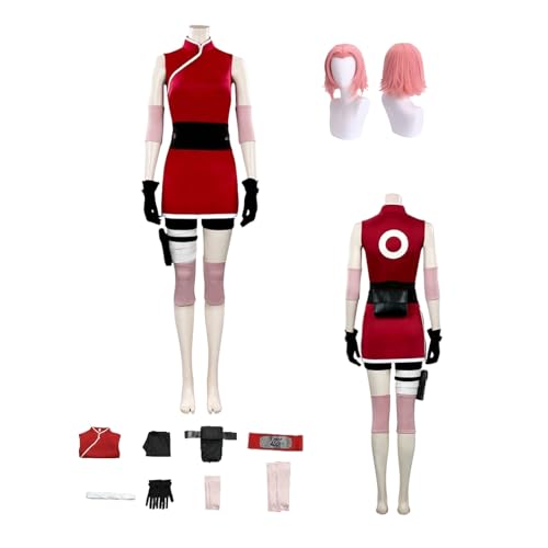 ZYJKGL Cosplay Uniform Anime Naru'to Haruno Sa'kura Cosplay Kostüm Vollständiges Set – Halloween Party und Anime Konventionen Vollständiges Set Outfit Erwachsene von ZYJKGL