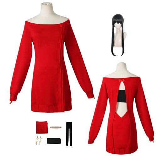 ZYJKGL Cosplay Uniform Anime SPY FAMILY Yor Forger Cosplay Kostüm Vollständiges Set – Halloween Party und Anime Konventionen Vollständiges Set Outfit Erwachsene und Kind von ZYJKGL