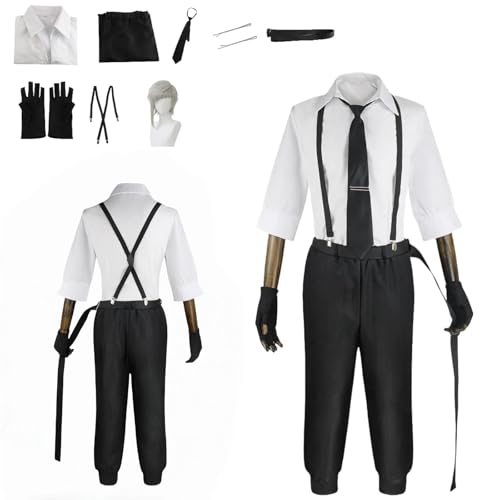 ZYJKGL Nakajima Atsushi Cosplay Kostüme Bungo Stray Dogs Charakter Fancy Dress Up Erwachsene Uniform Outfits Volles Set Halloween Karneval Party von ZYJKGL