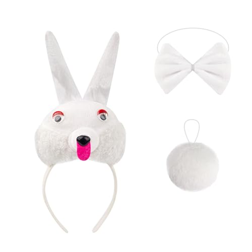 ZYKEJJDDAK 1/3/4/5 Hasen-Kostüm-Set Ohren Stirnband Schwanz Fliege Handschuhe Tutus Tier Cosplay Kostüm für Halloween von ZYKEJJDDAK