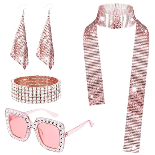 ZYKEJJDDAK 1970er Jahre Cosplay Kostüm Zubehör Sonnenbrille Ohrringe Lange Schal Hut Stirnband Armband 1970er Jahre Cosplay Fancy ZYKEJJDDAK 1970er Jahre Cosplay Kostüm Zubehör Sonnenbrille Ohrringe Lange Schal Hut Stirnband Armband 1970er Jahre Cosplay Fancy von ZYKEJJDDAK