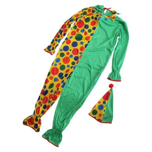 ZYKEJJDDAK 2-teiliges Clown-Kostüm für Erwachsene mit bunten Perücken, Kopfbedeckung, Overall für Cosplay, Halloween, Party, Bühnenauftritte, Outfits ZYKEJJDDAK 2-teiliges Clown-Kostüm für Erwachsene mit bunten Perücken, Kopfbedeckung, Overall für Cosplay, Halloween, Party, Bühnenauftritte, Outfits von ZYKEJJDDAK
