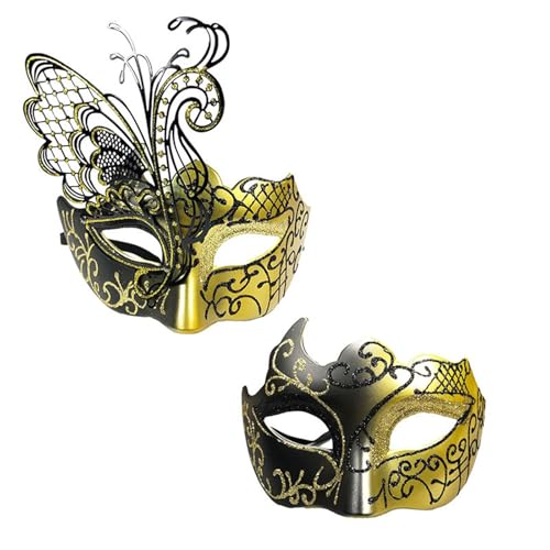 ZYKEJJDDAK 2-teiliges Glitzer-Maskerade-Gesichtsabdeckungs-Set für Damen und Herren, Halloween, Schmetterlings-Augenmaske, halbe Gesichtsbedeckung von ZYKEJJDDAK