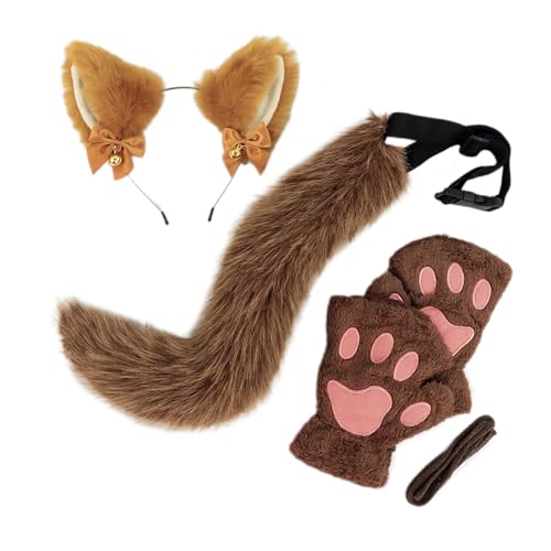 ZYKEJJDDAK 3-teiliges Halloween-Katzen-Kostüm-Set für Mädchen, Cosplay, Halloween-Katzen-Kostüm, Zubehör mit Stirnband, Schwanz, ZYKEJJDDAK 3-teiliges Halloween-Katzen-Kostüm-Set für Mädchen, Cosplay, Halloween-Katzen-Kostüm, Zubehör mit Stirnband, Schwanz, von ZYKEJJDDAK