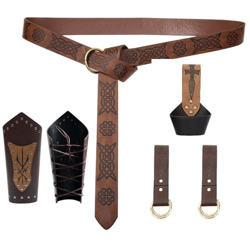 ZYKEJJDDAK 6x/Set Mittelalter Kleidung Zubehör Set Schwerter Halter PU Leder Taillengürtel Armschienen Gürtel Halloween ZYKEJJDDAK 6x/Set Mittelalter Kleidung Zubehör Set Schwerter Halter PU Leder Taillengürtel Armschienen Gürtel Halloween von ZYKEJJDDAK