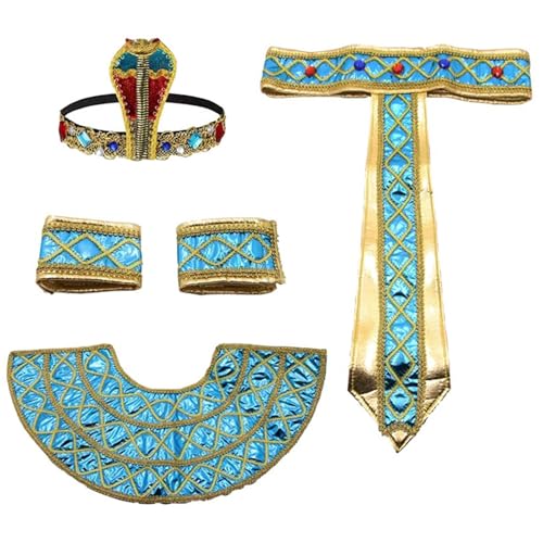 ZYKEJJDDAK Ägyptisches Kostüm, Schlange, ägyptische Stirnbänder, ägyptischer Gürtel, ägyptischer Kragen, Armbänder, Manschetten für Damen und Herren ZYKEJJDDAK Ägyptisches Kostüm, Schlange, ägyptische Stirnbänder, ägyptischer Gürtel, ägyptischer Kragen, Armbänder, Manschetten für Damen und Herren von ZYKEJJDDAK