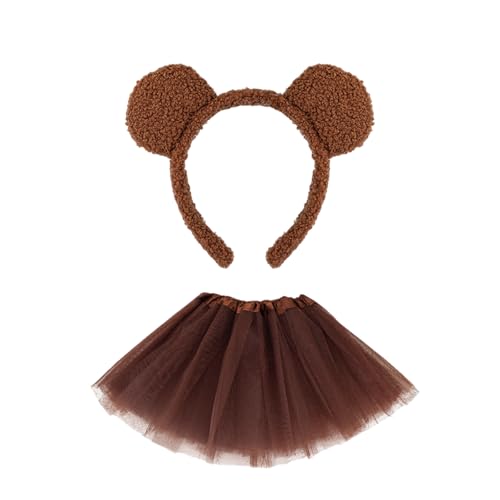 ZYKEJJDDAK Bärenkostüm-Set, Ohren, Schwanz, Tutus, Rock, Tier-Kostüm, Zubehör für Kinder, Mädchen, Halloween ZYKEJJDDAK Bärenkostüm-Set, Ohren, Schwanz, Tutus, Rock, Tier-Kostüm, Zubehör für Kinder, Mädchen, Halloween von ZYKEJJDDAK