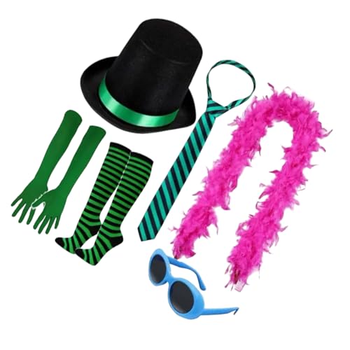 ZYKEJJDDAK Cosplay Kostüm Zubehör mit Filzhut Lange Handschuhe Brille Fliege Brosche für Rollenspiele Event von ZYKEJJDDAK
