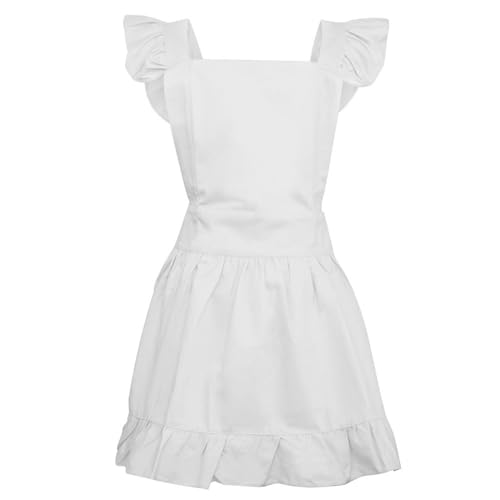 ZYKEJJDDAK Dienstmädchenschürze, Kostüm für Kinder, Mädchen, Frauen, Küche, Backen, Kochschürze, gerüscht, Kostüm, mit verstellbar von ZYKEJJDDAK