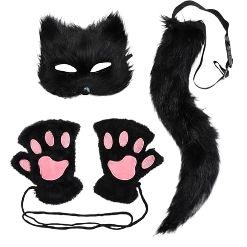 ZYKEJJDDAK Fuchs-Kostüm-Set, pelzige Handschuhe, Plüschtier-Gesichtsbedeckung, Katzenohren, Stirnband, Halloween-Kostüm, Fuchsschwanz ZYKEJJDDAK Fuchs-Kostüm-Set, pelzige Handschuhe, Plüschtier-Gesichtsbedeckung, Katzenohren, Stirnband, Halloween-Kostüm, Fuchsschwanz von ZYKEJJDDAK