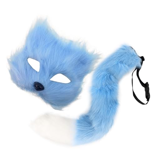 ZYKEJJDDAK Fuchs-Kostüme, Cosplay, Füchse, Katzen, halbes Gesicht, Schwanz-Set, Halloween, Tier-Kostüm, Zubehör, 2 Stück ZYKEJJDDAK Fuchs-Kostüme, Cosplay, Füchse, Katzen, halbes Gesicht, Schwanz-Set, Halloween, Tier-Kostüm, Zubehör, 2 Stück von ZYKEJJDDAK