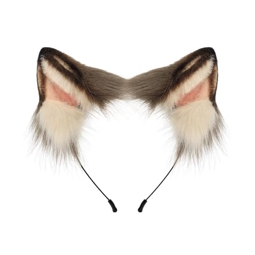 ZYKEJJDDAK Fuchs Ohren Stirnband Schwanz Fuzzy Katzen Ohren Stirnband Schwanz Halloween Cosplay Party Katzen Kostüm Zubehör von ZYKEJJDDAK