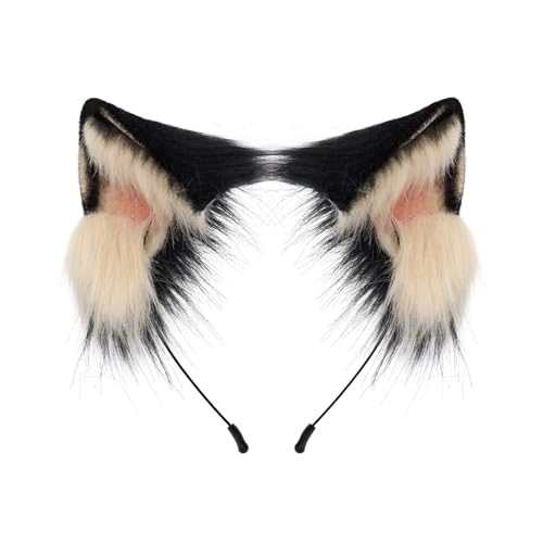 ZYKEJJDDAK Fuchs Ohren Stirnband Schwanz Fuzzy Katzen Ohren Stirnband Schwanz Halloween Cosplay Party Katzen Kostüm Zubehör von ZYKEJJDDAK