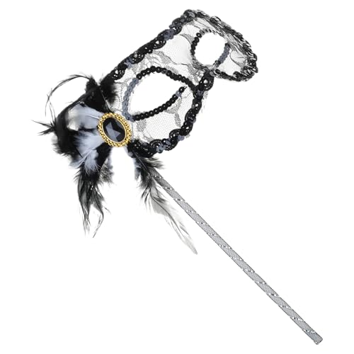 ZYKEJJDDAK Gefiederte Maskerade Gesichtsbedeckung mit Stick für Frauen, Spitze Augenmaske Maskerade Half Face von ZYKEJJDDAK