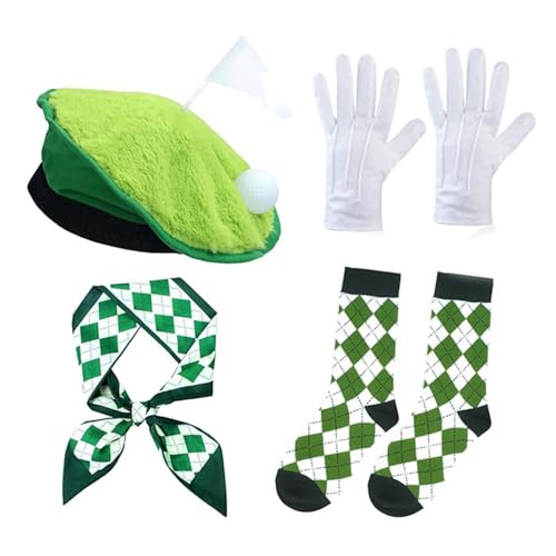 ZYKEJJDDAK Golf-Kostüm-Zubehör-Set, Neuheiten, Kostüm, Hut, Handschuhe, Argyle-Socken, Schal, Golf-Partyzubehör für Cosplay, Halloween, Golfer-Outfits ZYKEJJDDAK Golf-Kostüm-Zubehör-Set, Neuheiten, Kostüm, Hut, Handschuhe, Argyle-Socken, Schal, Golf-Partyzubehör für Cosplay, Halloween, Golfer-Outfits von ZYKEJJDDAK