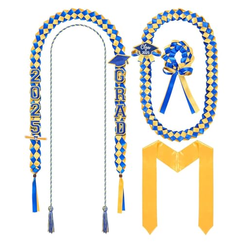ZYKEJJDDAK Graduation Leis Geflochtene Halskette Abschluss Schärpe 2025 Set für High School College Bachelor Congrats Grade von ZYKEJJDDAK