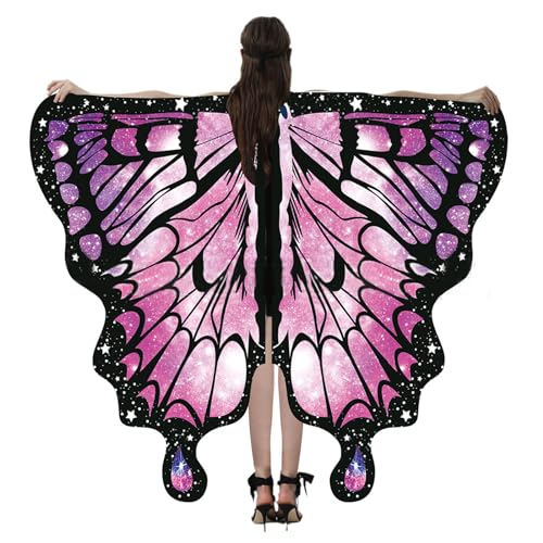 ZYKEJJDDAK Halloween Schmetterlingsflügel Halloween Kostüm für Frauen Schmetterling Schal Fee Umhang Feenflügel Schmetterlingsflügel von ZYKEJJDDAK