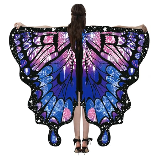 ZYKEJJDDAK Halloween Schmetterlingsflügel Halloween Kostüm für Frauen Schmetterling Schal Fee Umhang Feenflügel Schmetterlingsflügel ZYKEJJDDAK Halloween Schmetterlingsflügel Halloween Kostüm für Frauen Schmetterling Schal Fee Umhang Feenflügel Schmetterlingsflügel von ZYKEJJDDAK