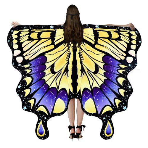 ZYKEJJDDAK Halloween Schmetterlingsflügel Halloween Kostüm für Frauen Schmetterling Schal Fee Umhang Feenflügel Schmetterlingsflügel von ZYKEJJDDAK