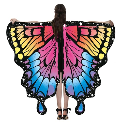 ZYKEJJDDAK Halloween Schmetterlingsflügel Halloween Kostüm für Frauen Schmetterling Schal Fee Umhang Feenflügel Schmetterlingsflügel von ZYKEJJDDAK