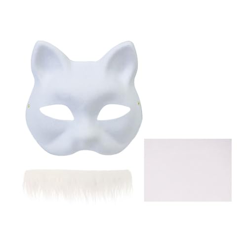 ZYKEJJDDAK Handbemaltes Katzen-Set für Kinder, Maskerade, Halloween, Cosplay, halb unlackierte Füchse ZYKEJJDDAK Handbemaltes Katzen-Set für Kinder, Maskerade, Halloween, Cosplay, halb unlackierte Füchse von ZYKEJJDDAK