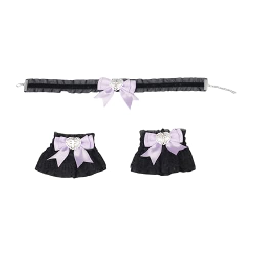 ZYKEJJDDAK Katzen Cosplay Kostüm Zubehör mit Spitze Manschette Armbänder Lolitas Spitze Choker Halskette für Cosplay Halloween von ZYKEJJDDAK