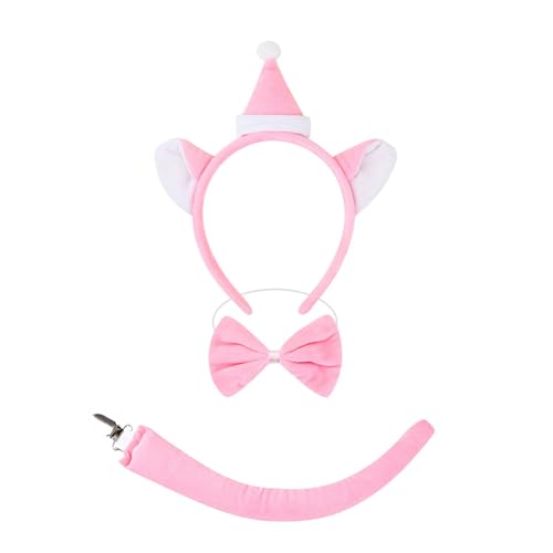 ZYKEJJDDAK Katzen-Tier-Rollenspiel-Kostüm, Katzen, Stirnband, Schwanz, Fliege, Rock, Halloween, Katzen, Outfit, Zubehör für Kinder und Jungen von ZYKEJJDDAK