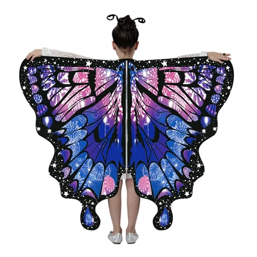 ZYKEJJDDAK Kinder-Schmetterlingskostüm für Party, Verkleidung, Prinzessin, Schmetterlingsflügel, Halloween, Fee, Schmetterling von ZYKEJJDDAK