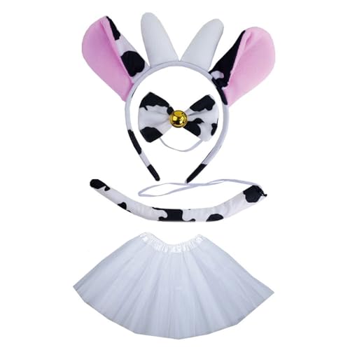 ZYKEJJDDAK Kuh-Kostüm-Set, Kuhohren, Stirnband, Schwanz, Fliege, Tutus-Handschuh für Kinder, Mädchen, Halloween, Weihnachten, Tier-Cosplays ZYKEJJDDAK Kuh-Kostüm-Set, Kuhohren, Stirnband, Schwanz, Fliege, Tutus-Handschuh für Kinder, Mädchen, Halloween, Weihnachten, Tier-Cosplays von ZYKEJJDDAK