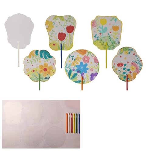 ZYKEJJDDAK Malerei-Fächer-Set, transparent, unlackiert, Handventilator mit Griff, Herstellungs-Kits ZYKEJJDDAK Malerei-Fächer-Set, transparent, unlackiert, Handventilator mit Griff, Herstellungs-Kits von ZYKEJJDDAK
