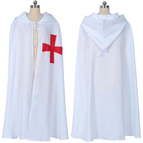 ZYKEJJDDAK Mittelalter Cosplay Umhang Hospitaller Kapuzenumhang Mittelalter Cosplay Umhang Kostüm Weiß/Schwarz Umhang Halloween ZYKEJJDDAK Mittelalter Cosplay Umhang Hospitaller Kapuzenumhang Mittelalter Cosplay Umhang Kostüm Weiß/Schwarz Umhang Halloween von ZYKEJJDDAK