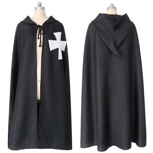 ZYKEJJDDAK Mittelalter Cosplay Umhang Hospitaller Kapuzenumhang Mittelalter Cosplay Umhang Kostüm Weiß/Schwarz Umhang Halloween ZYKEJJDDAK Mittelalter Cosplay Umhang Hospitaller Kapuzenumhang Mittelalter Cosplay Umhang Kostüm Weiß/Schwarz Umhang Halloween von ZYKEJJDDAK