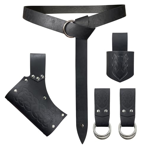 ZYKEJJDDAK Mittelalter Kostüm Zubehör, Mittelalter Ledergürtel Lederschwerter Halter, Lederwerkzeug von ZYKEJJDDAK