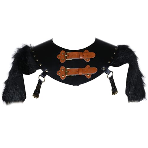ZYKEJJDDAK Mittelalter Kragen Schulterschutz für Herren, Mittelalter Lederhalsband Schal mit Schulterschild, Halloween von ZYKEJJDDAK
