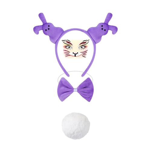 ZYKEJJDDAK Osterhasen-Kostüm-Set für Damen, Hasenohren, Stirnband, Fliege, Gesicht, Aufkleber, Hasenschwanz für Halloween ZYKEJJDDAK Osterhasen-Kostüm-Set für Damen, Hasenohren, Stirnband, Fliege, Gesicht, Aufkleber, Hasenschwanz für Halloween von ZYKEJJDDAK