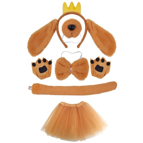 ZYKEJJDDAK Plush Dogs Cosplay Set Dogs Ear Hair Hoop False Nose Brown Skirt Plush Tail Bowtie Dogs Ear Headband ZYKEJJDDAK Plush Dogs Cosplay Set Dogs Ear Hair Hoop False Nose Brown Skirt Plush Tail Bowtie Dogs Ear Headband von ZYKEJJDDAK