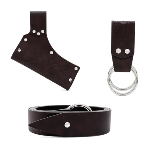 ZYKEJJDDAK Renaissances Wikinger Kostüm Zubehör Mittelalter Piraten Ledergürtel Schwerter Frösche Halloween Renaissances von ZYKEJJDDAK