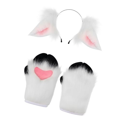 ZYKEJJDDAK Schaf Kostüm Set Plüsch Tier Ohr Stirnband Tier Handschuh Halloween Tier Kostüm Zubehör für Mädchen ZYKEJJDDAK Schaf Kostüm Set Plüsch Tier Ohr Stirnband Tier Handschuh Halloween Tier Kostüm Zubehör für Mädchen von ZYKEJJDDAK