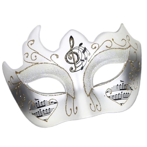 ZYKEJJDDAK Venezianer-Stile für Damen, glitzernde Musiknoten, halbe Gesichtsabdeckung, Maskerade, Augenmaske für Karnevalskostüm von ZYKEJJDDAK