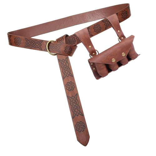 ZYKEJJDDAK Vintage Renaissances-Kostüm-Zubehör-Set mit Kunstledergürtel und Trankflaschenhalter mit 4 Korken von ZYKEJJDDAK